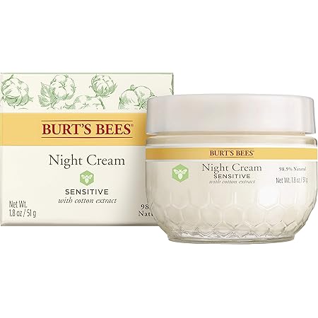 Face Cream, Burt's Bees Night Facial Lotion for Sensitive Skin, Natural Skin Care, 1.8 Ounce (Packaging May Vary)
