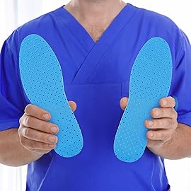 Sintege 3 Pairs Breathable Shoe Insoles Inserts Soft Cushioning Double-Layer Latex Foam Perforated Replacement Insoles for Men 7-11 Woman 2-8(Gradient Blue)