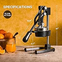 Vista 2 de Exprimidor manual CO-Z Commercial Greade, manual, exprimidor de jugo, naranja, cítricos, limón, granada, Negro