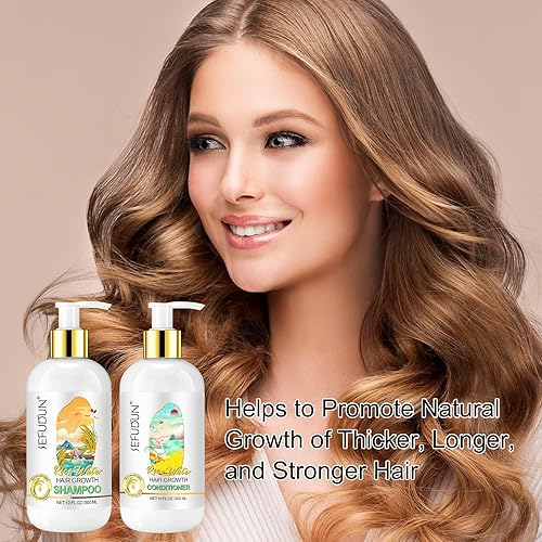 Miniatura 4 de Champú y acondicionador de agua de arroz, champú y acondicionador de rutina para pérdida de cabello y adelgazamiento del cabello, con biotina,