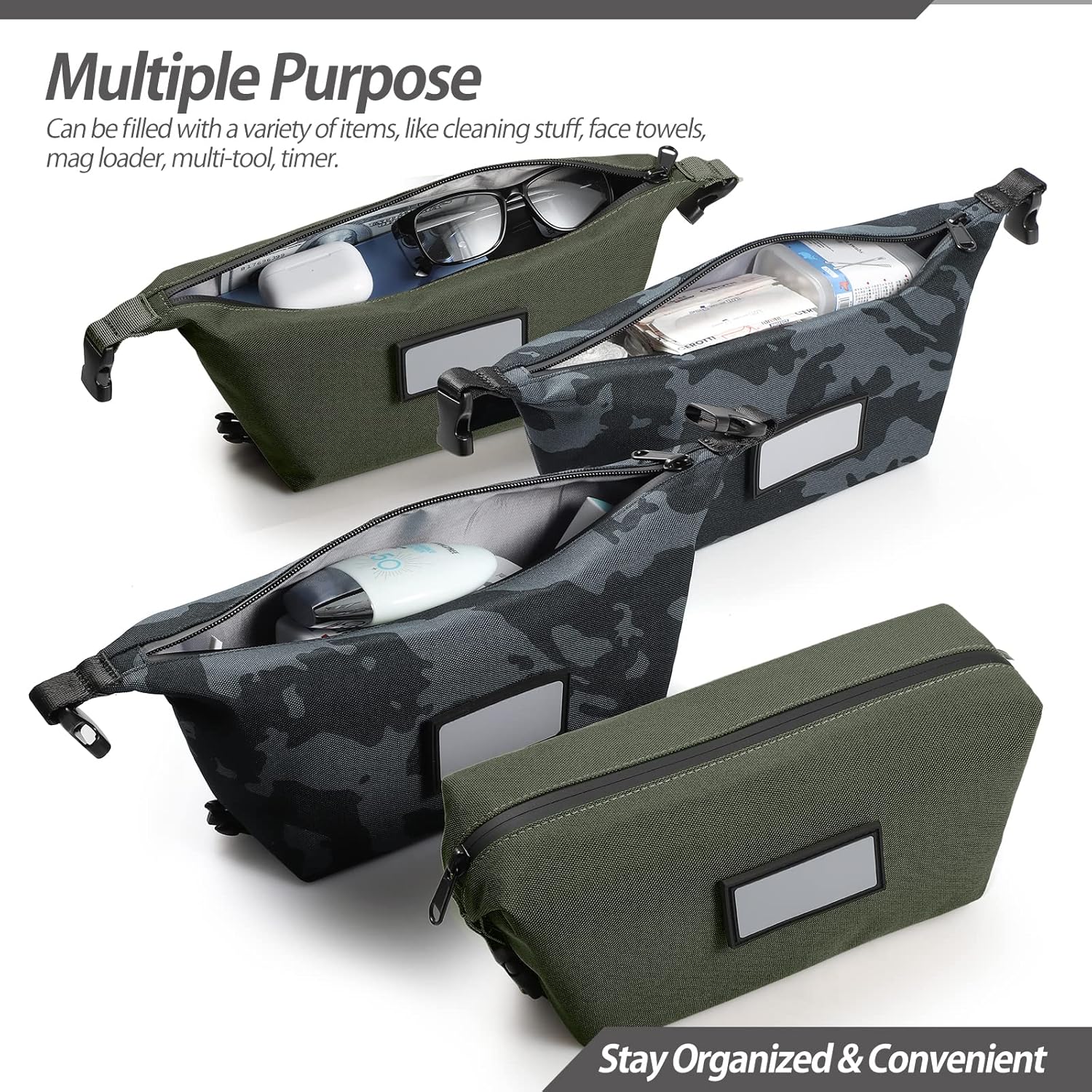 4-Pack Tactical Ammo Bag, CITYCHASE Ammo Pouch with Adjustable Handle Bunkle & Rubber ID Patches, Loose Molle Pouches Ammo Case for Rifle Pistol Range Bag