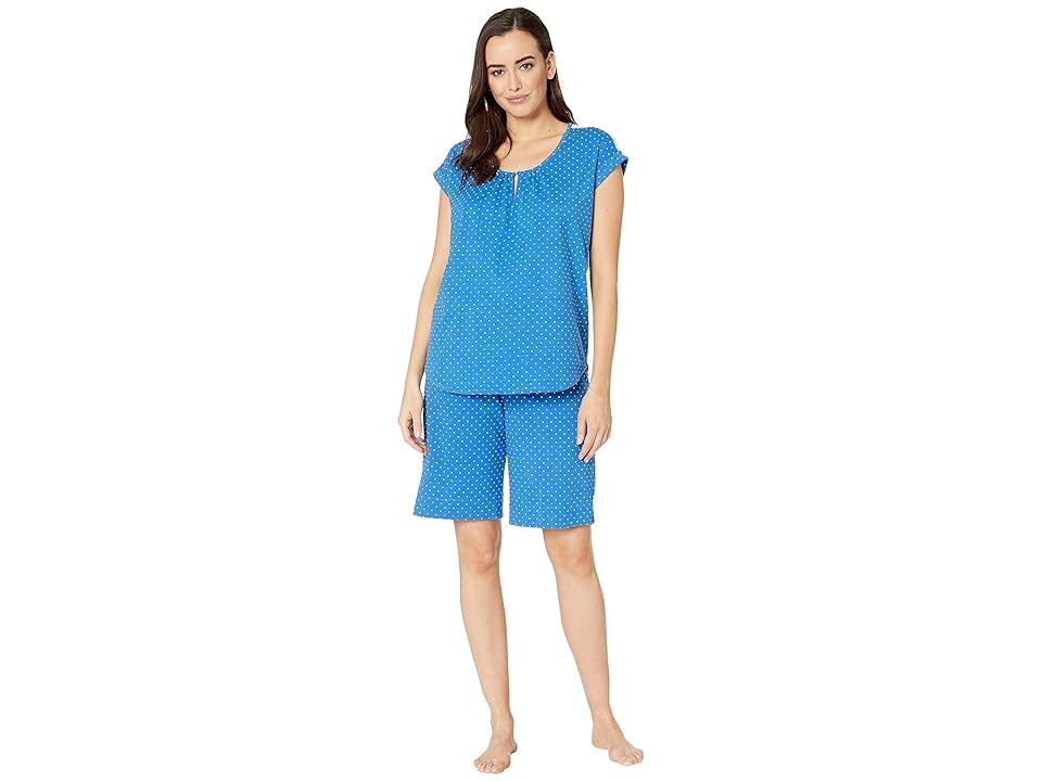

Karen Neuburger Cosmopolitan Short Sleeve Bermuda Set (Dot/Chambray) Women's Pajama Sets