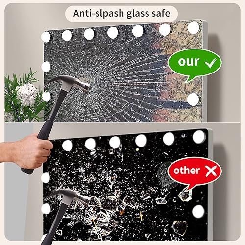 Miniatura 7 de Hollywood Espejo de maquillaje de 20 x 16 pulgadas, espejo de encimera o espejo de pared con control táctil inteligente LED espejo grande, negro