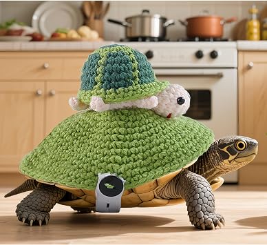 Knitted Turtle Sweater for Pet Tortoise - 5.51 Inch Cute Warm Shell Costume for Small Turtle Green, Medium
