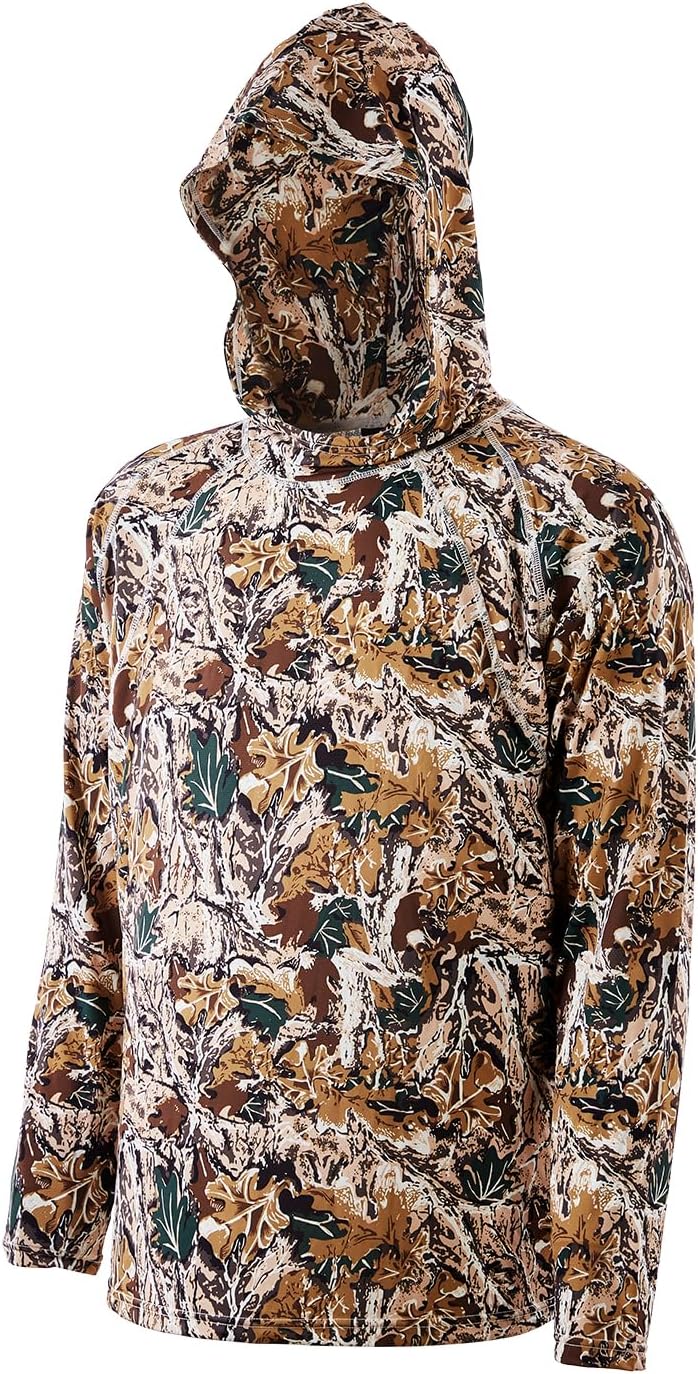 VEVOR Camo Hoodie, Men Pullover Hooded Sweatshirt Hiking Fishing Shirt with Hood, Long Sleeves Hunting Shirts for Outdoor