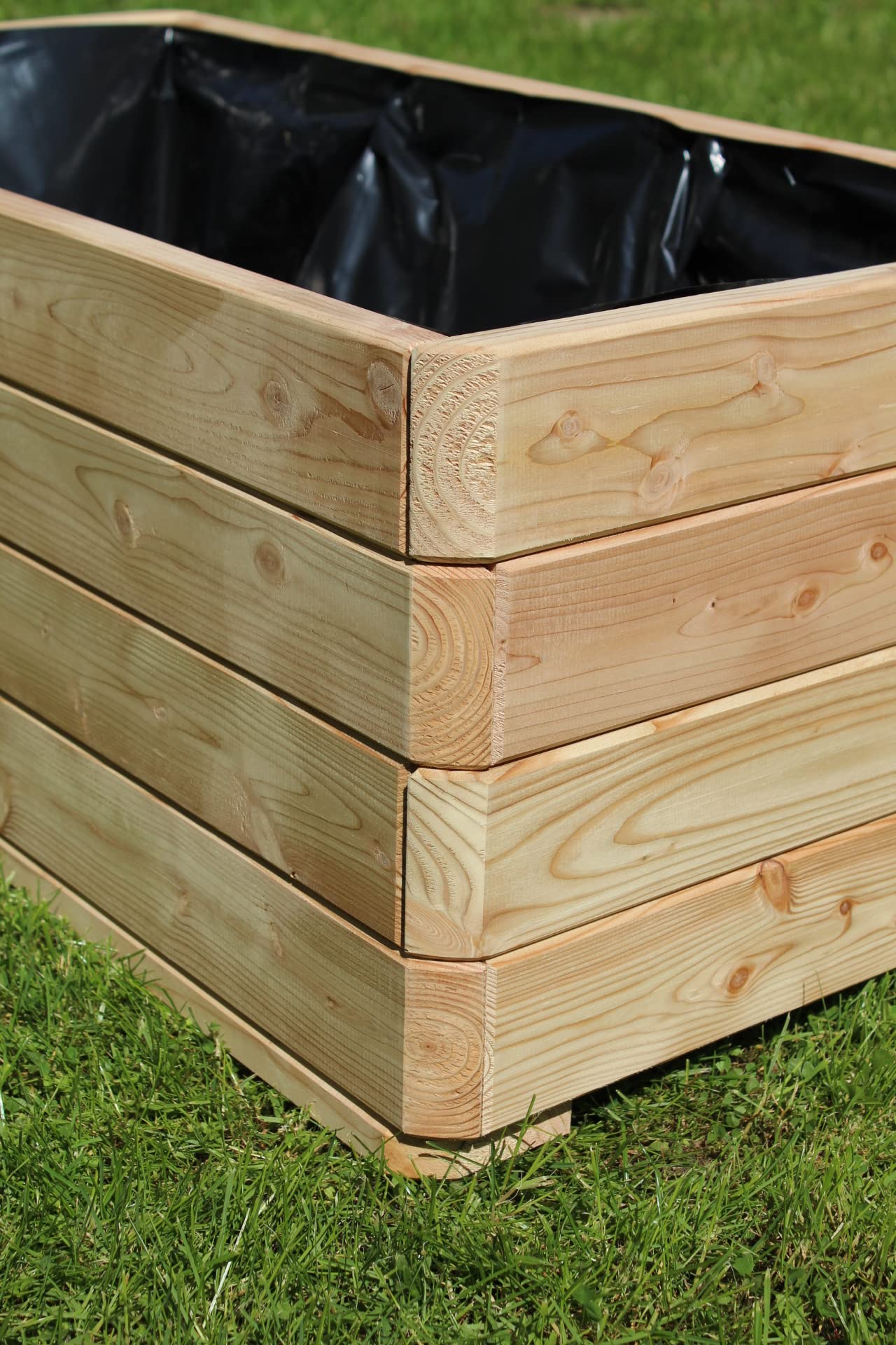 Gartenwelt Riegelsberger Massiver Pflanzkasten Mammut 100x50x39 cm aus Lärchenholz Natur Blumenkasten Blumentopf Pflanzkübel Kräutertopf Balkonkasten fertig montiert