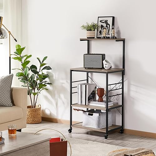 Miniatura 19 de Yaheetech Estante para panaderos con ruedas (16 pulgadas de profundidad x 24 pulgadas de ancho x 50 pulgadas de alto), soporte para microondas con 6