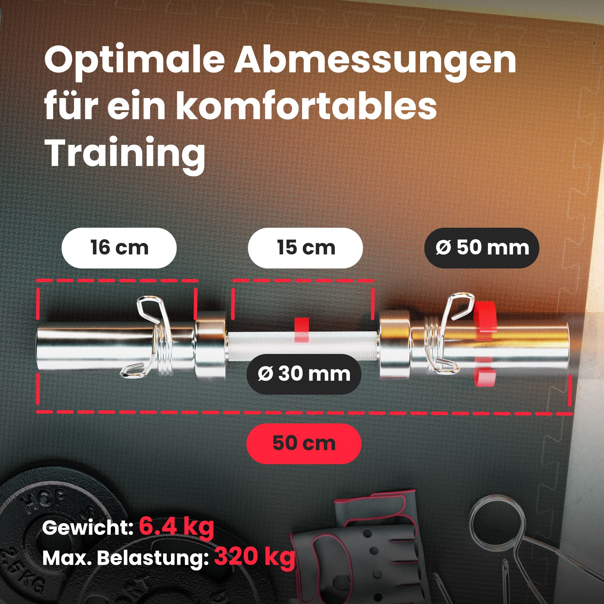 Produktbild von MSports® Olympiastange Langhantelstange Olympia 50 Mm - Kugelgelagert