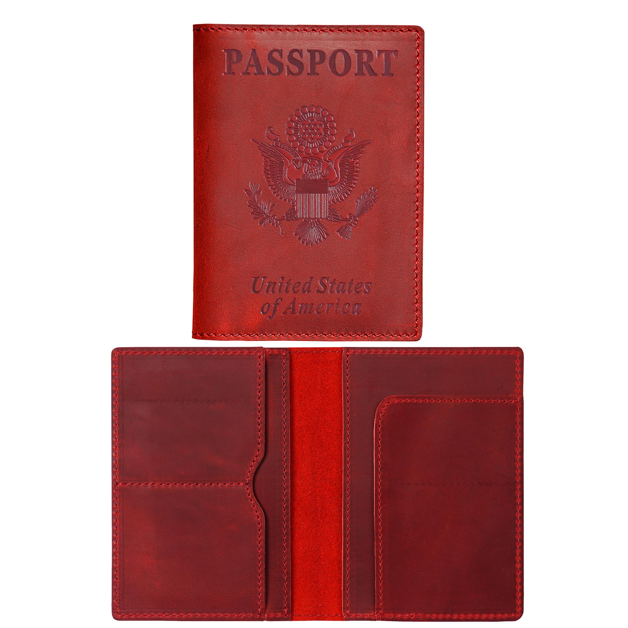HIFA Leather Passport Holder, Handmade Passport Cover with Card and Ticket Slot - Genuine Leather, Elegant Design, Easy Access - Passport Case,