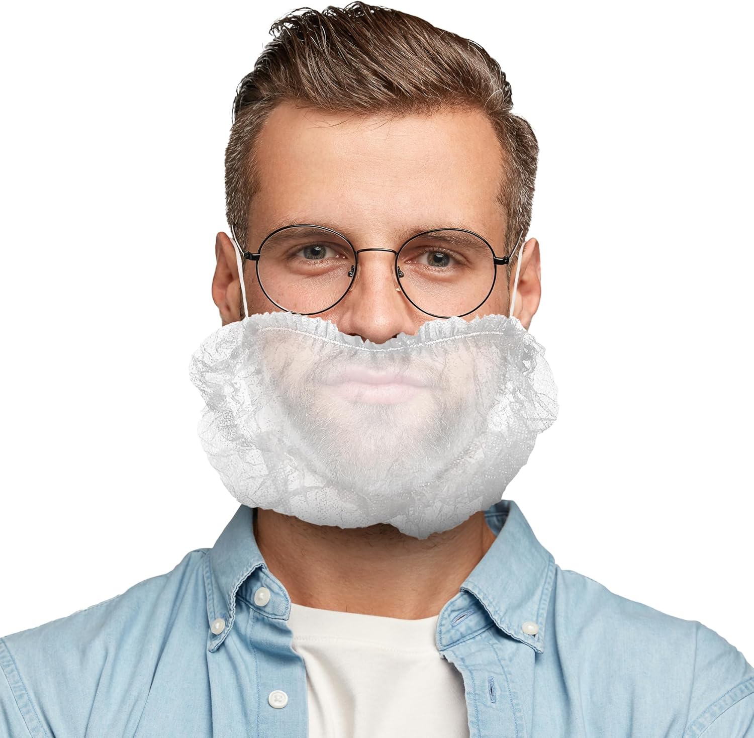 AMZ Disposable Beard Nets for Work, 18 Inch. Polypropylene Disposable Beard Covers for Men with Elastic Bands