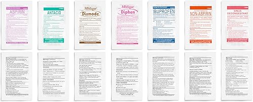 Miniatura 8 de Kit de primeros auxilios para recambio de medicamentos, 28 paquetes de dosis unitaria, pastillas para kit de medicamentos de emergencia para