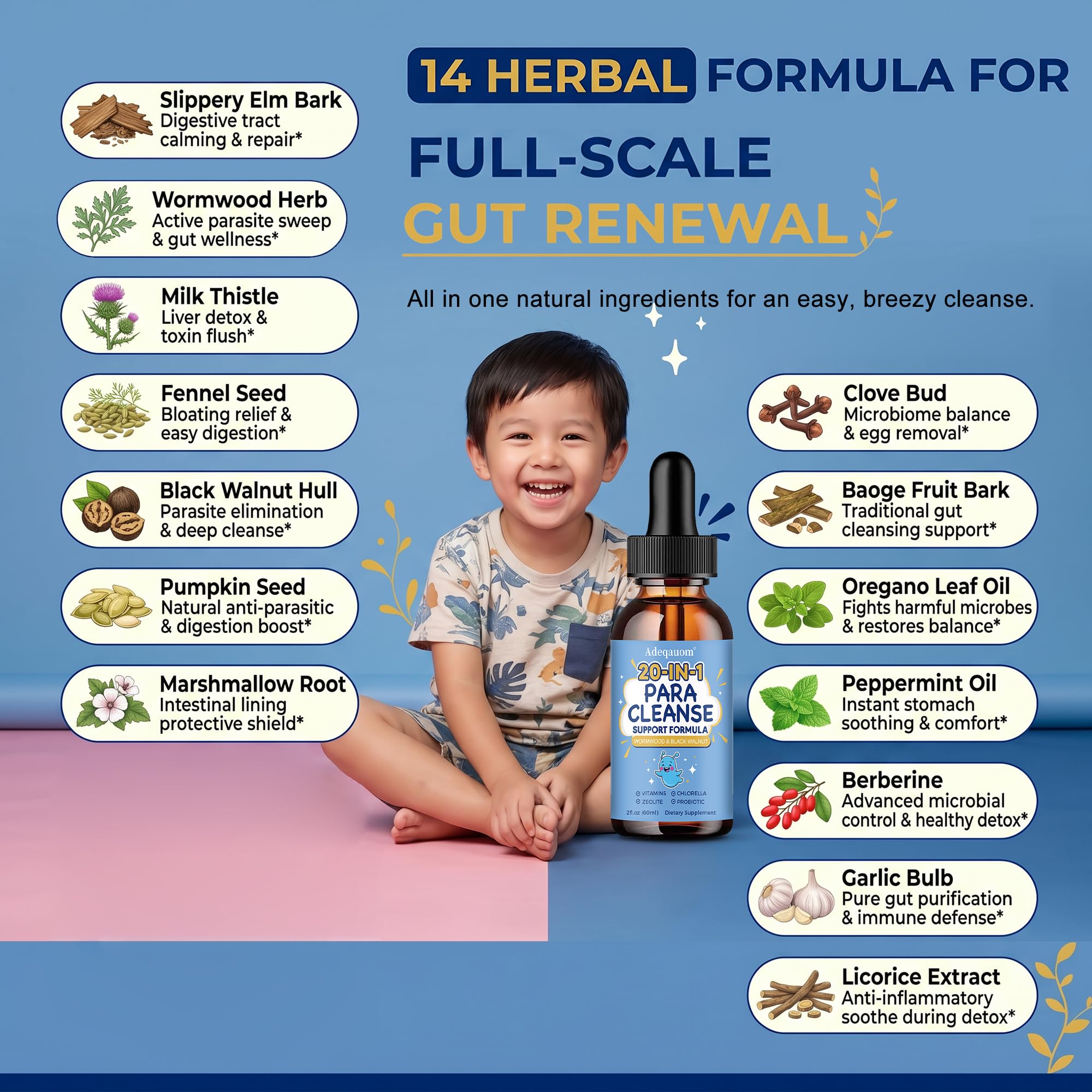 Parasite Cleanse for Humans & Kids w/Wormwood Black Walnut Clove, 20 in 1 Zeolite, Chlorella, 20 Billion Probiotics, Liquid Detox Support, Gut & Digestive Health Cleanse Drops, Alcohol-Free – 2 Fl. Oz — Amazon image 7