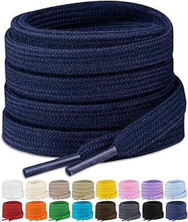 2 Pairs Flat Shoe Laces for Sneakers 5/16" Premium Poly Cotton Shoelaces for Athletic Shoes