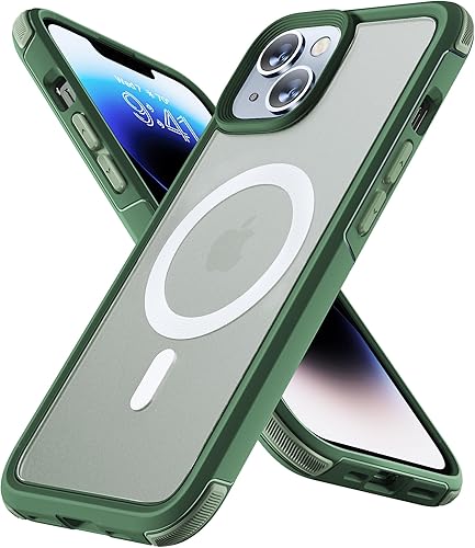 Diaclara Funda magnética para iPhone 13iPhone 14, compatible con MagSafe, a prueba de caídas de grado militar de 10 pies, funda translúcida para