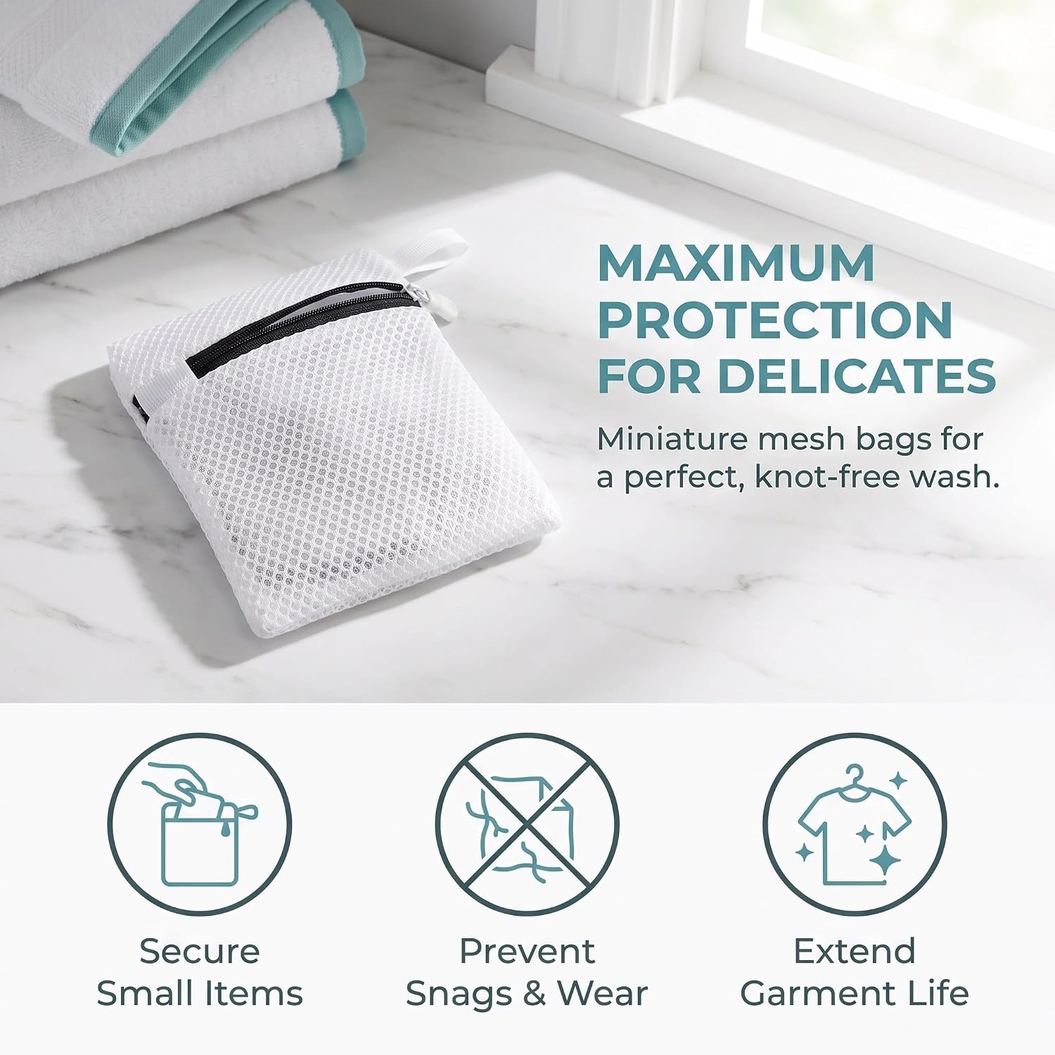 Wakauto 6Pcs Delicate Wash Bag, Mesh Bra Laundry Bag with Zip 5.1x4.7"