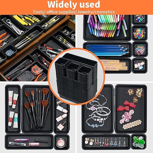 Miniatura 8 de Paquete de 45 separadores de bandejas organizadoras de caja de herramientas, organizadores de cajones de escritorio, bandejas de almacenamiento para