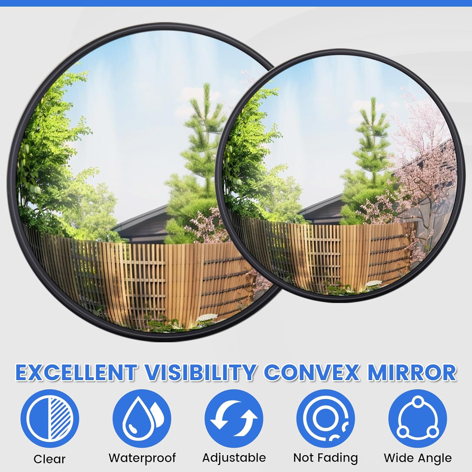 10" Tractor Mirrors Convex Truck Forklift Mirror Wide Angle Adjustable Side Rear View Blind Spot Reduction Black (1, 10 Inches)