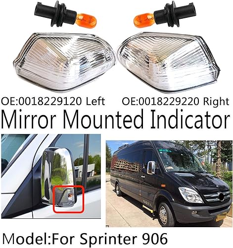 Miniatura 2 de Cubierta de luz indicadora de señal de giro izquierda derecha con bombilla para Mercedes Benz Sprinter W906 VW Crafter 2006-2021 OE