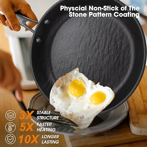 Miniatura 3 de imarku Sartenes antiadherentes  Sartén antiadherente de 12 pulgadas, sartenes grandes antiadherentes aptas para lavavajillas para cocinar con mango