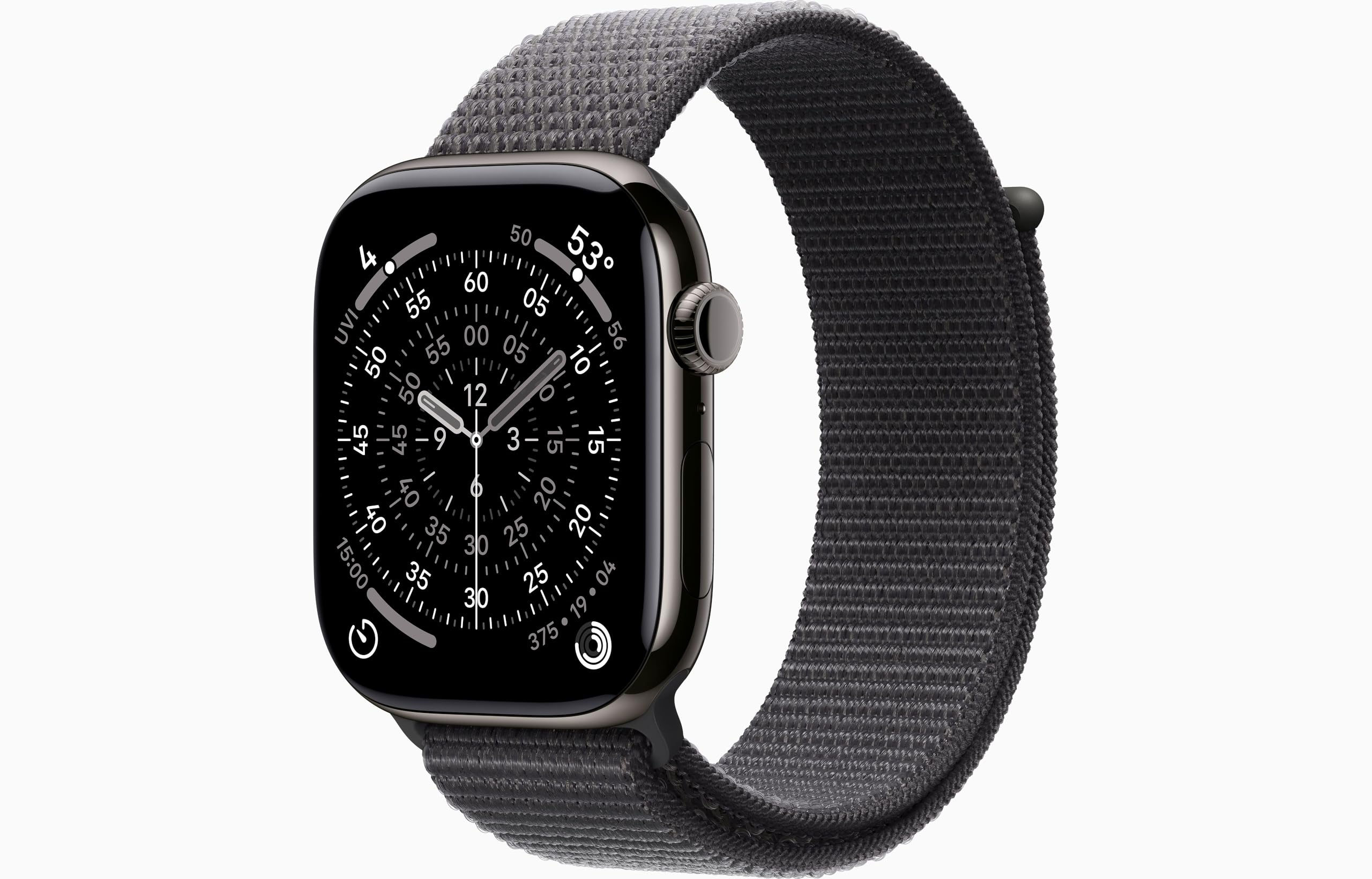 Apple Watch Series 11 [GPS + Cellular, 46mm] Slate Titanium Case with Dark Gray Sport Loop Band, One Size (Renewed)
