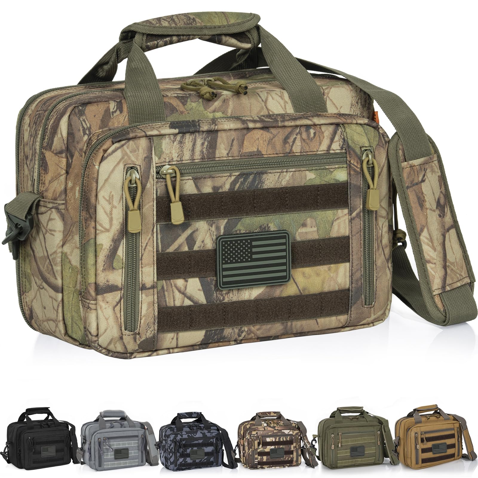 Pistol Case, Gun Range Bags For 2 Pistols 6 Magazines Carrying Shooting Bag with Lockable Zipper for Shooting Range Outdoor Hunting