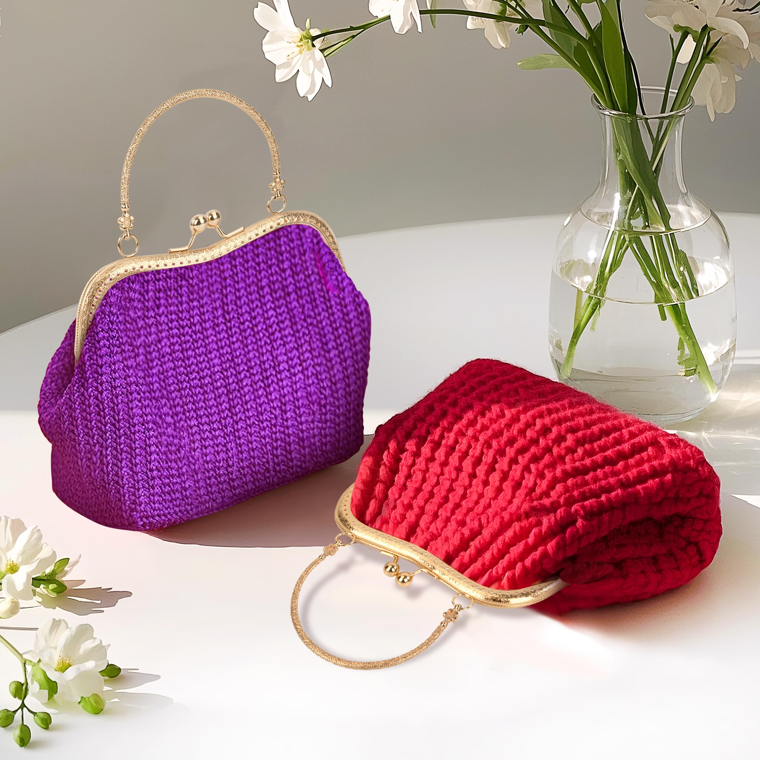 2 Poignées Cadres Métal Pour Sac à Main - Fermoir 'Kiss' 19cm, Finition Bronze Antique, DIY