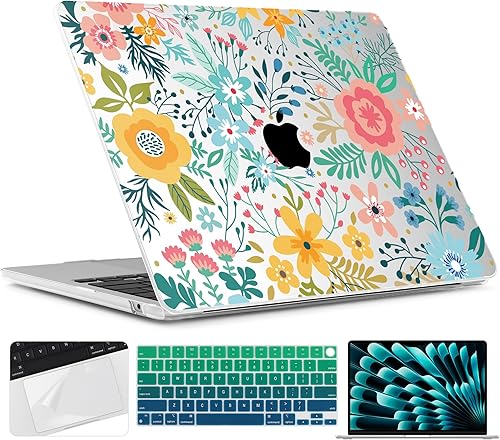TWOLSKOO Funda para MacBook Air de 15 pulgadas 2025 2024 2023 Release M4 A3241 M3 A3114 M2 A2941, carcasa rígida de plástico, protector de pantalla,