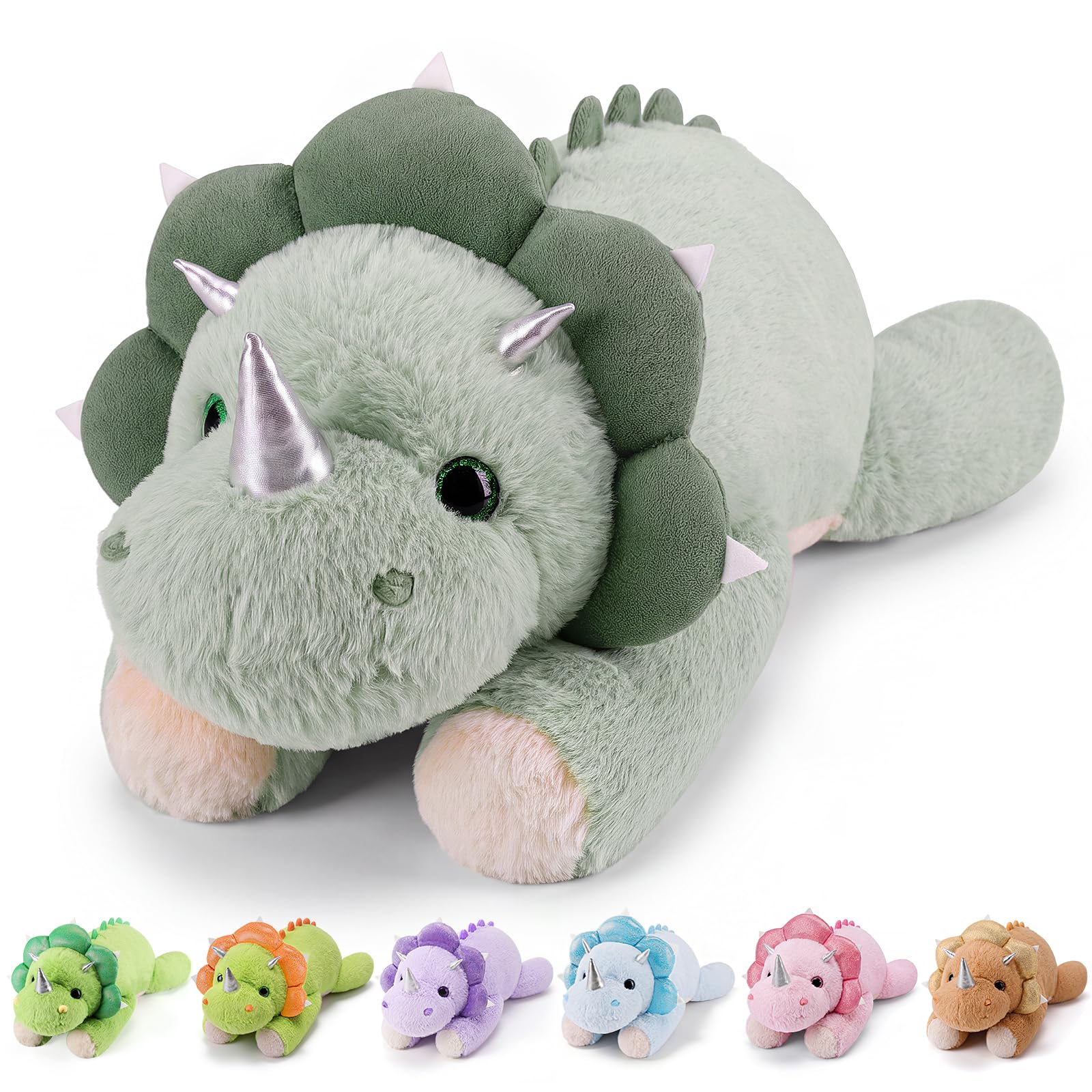 gnomantic Dinosaur Weighted Stuffed Animals, Plush Pillow for Kids