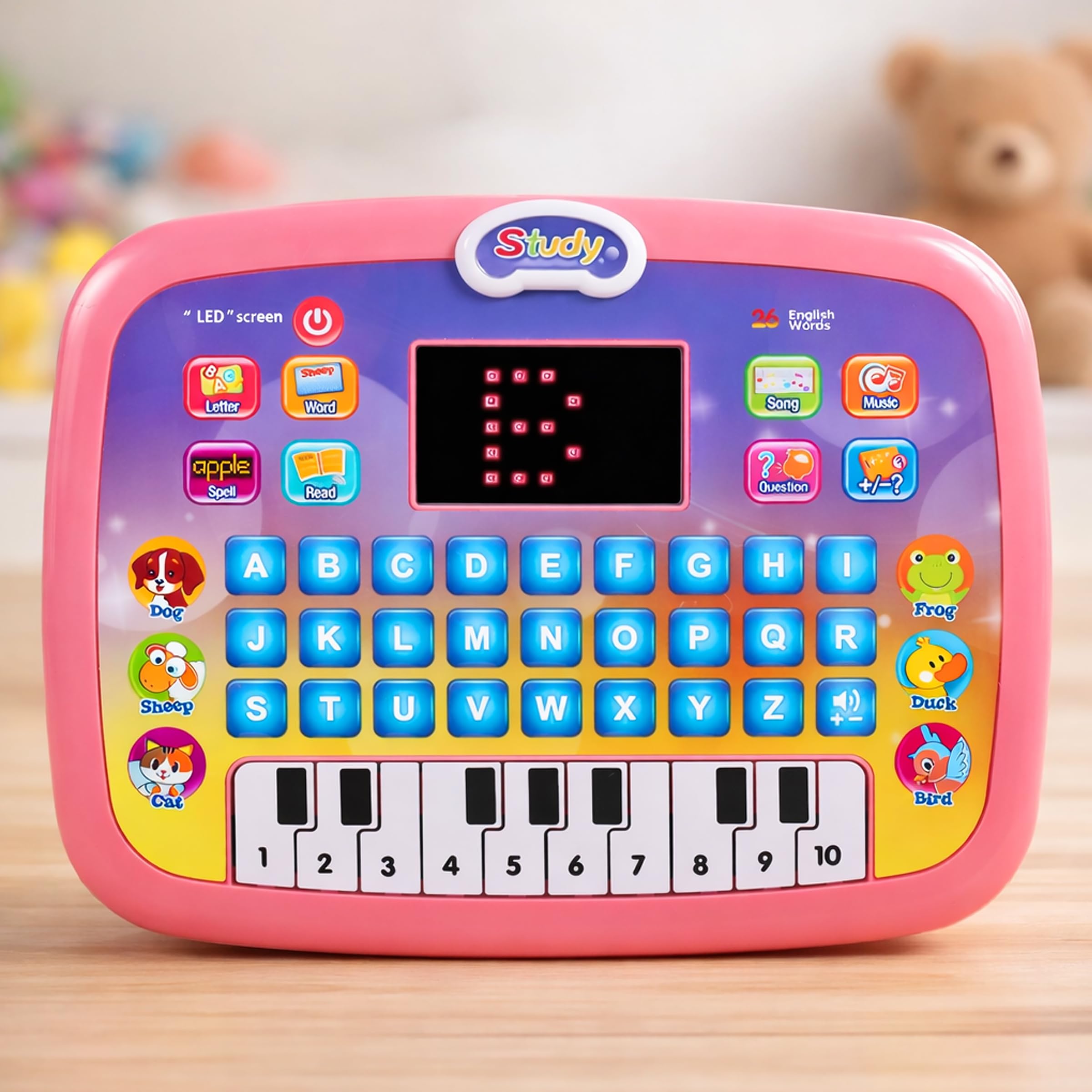 Toyshine Kids Educational Learning Tablet with Piano Keyboard | ABC Alphabet| Words| Music & Quiz Toy with LED Screen | Interactive Study Toy for Boys & Girls 3+-picture-22