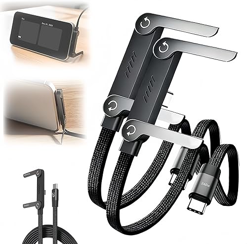 Cable de carga invisible con soporte, actualización 2026 de 240 W, carga súper rápida, cable USB-C plegable, duradero, cargador de teléfono lateral