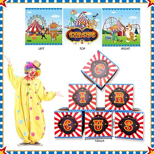 Miniatura 2 de Decoraciones de fiesta temática de circo, juego de 6 piezas, cajas de regalo grandes para fiesta de circo, decoraciones de fiesta temática de