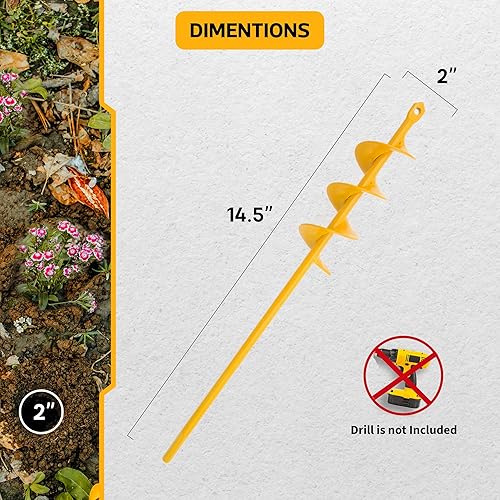 Miniatura 2 de Nafogar Broca de taladro de jardín para plantar  1.6 x 16.5 pulgadas  Taladro para perforar agujeros para bulbos de jardinería, flores y plantas de