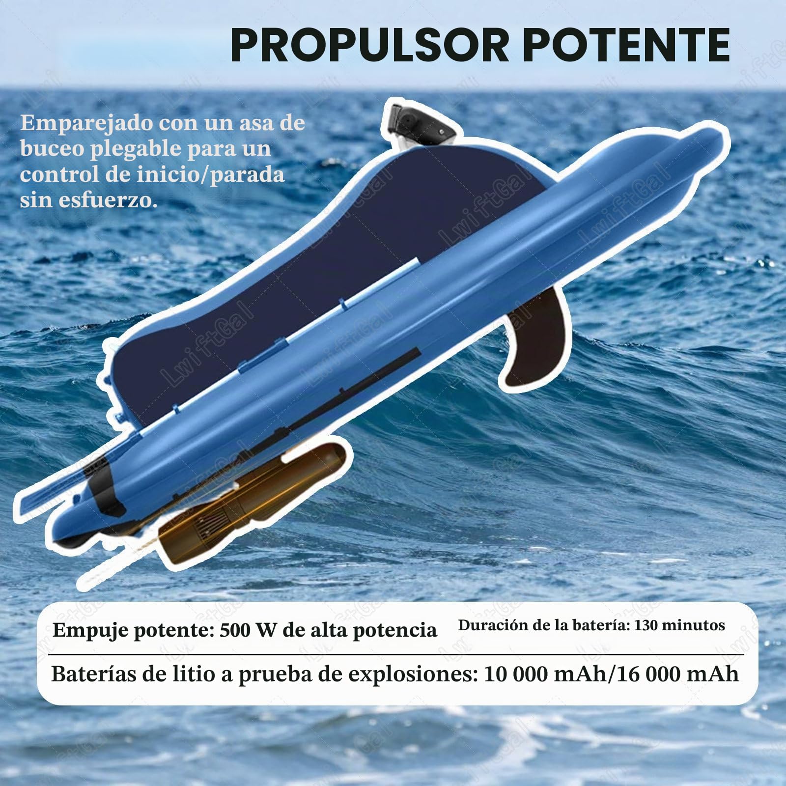 Moto Acuatica Inflable Electrica, Moto De Agua Hinchable con Motor, Moto AcuáTica, Bote Inflable con Scooter Submarino 500w, para Adultos Y NiñOs White-500W10AThruster