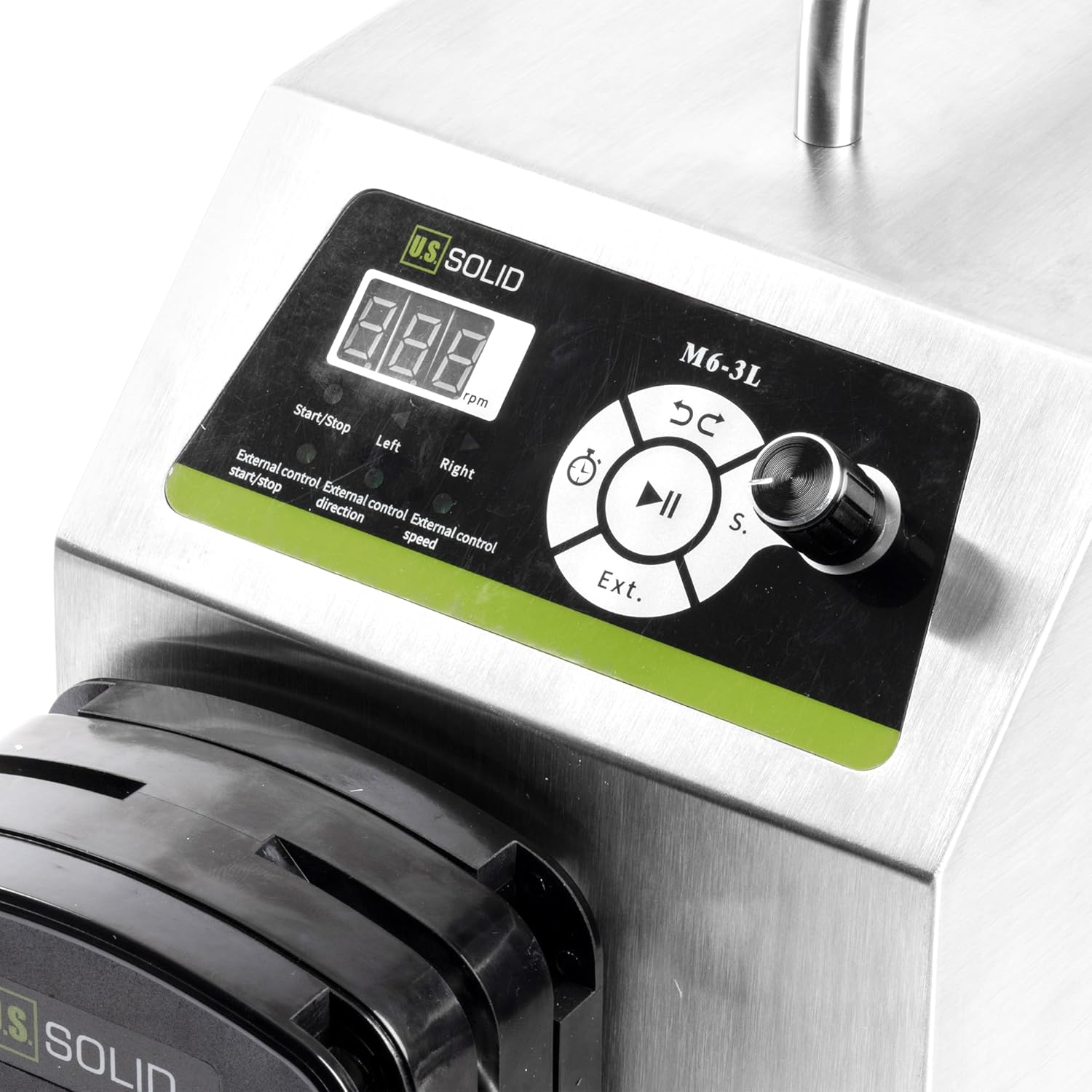 U.S. Solid Industrial Peristaltic Pump, 1-Channel 0.211-3600 mL/min, 0.1-600 RPM, RS232 Control, Servo Motor Dosing Pump with SS Housing, Includes 15# 24# 35# 36# Silicone Tubing & Connectors