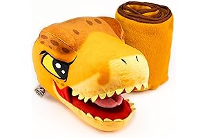 Jurassic World Dinosaur Head Armrest Buddy Stuffed Plush Traveling Toy with Blanket