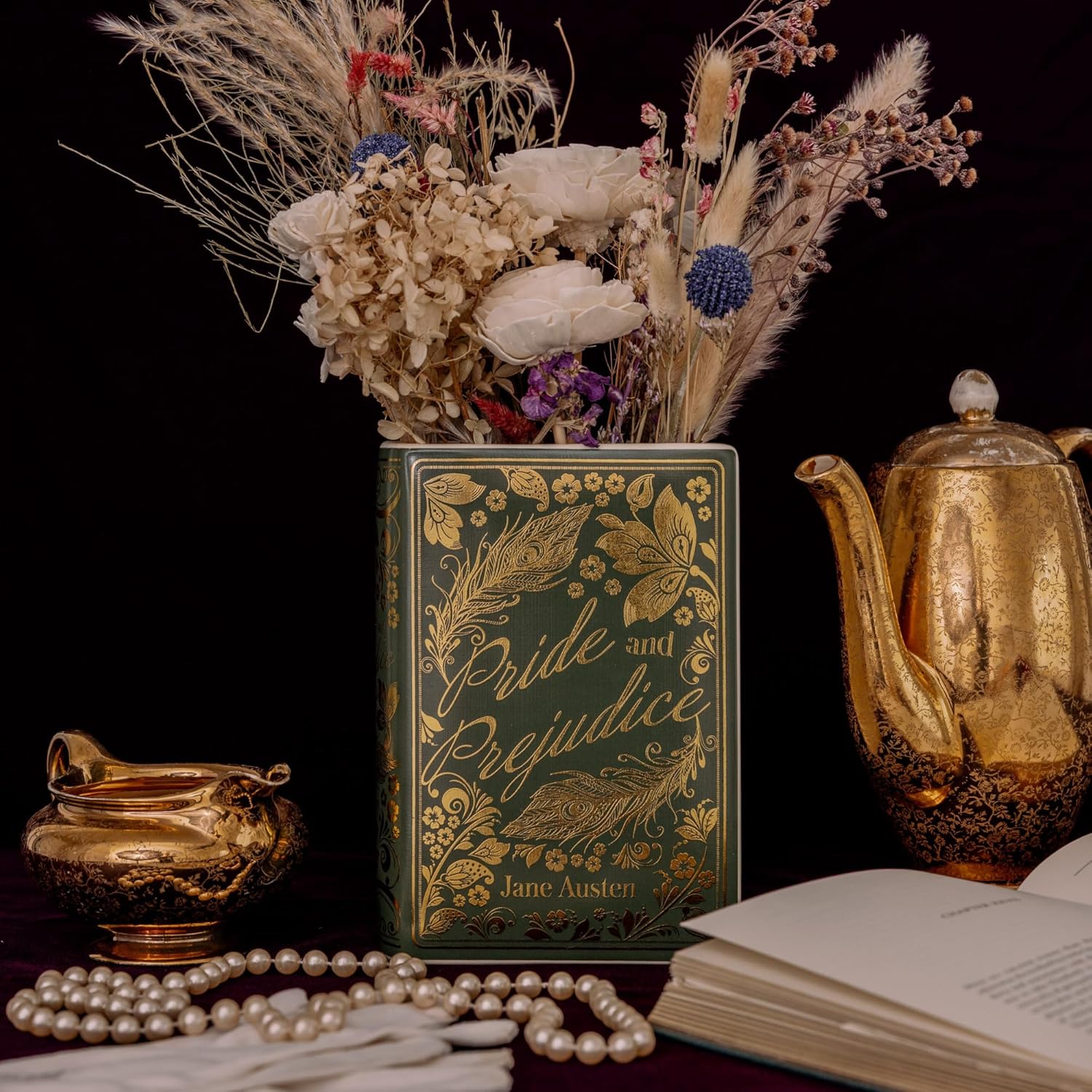 Steel Mill & Co Original Large Book-Shaped Decorative Vase, Ceramic Vases for Home Decor, Cute Bookshelf Decor, Unique Vase for Book Lovers (Pride and Prejudice - Collector's Edition) - Image 5