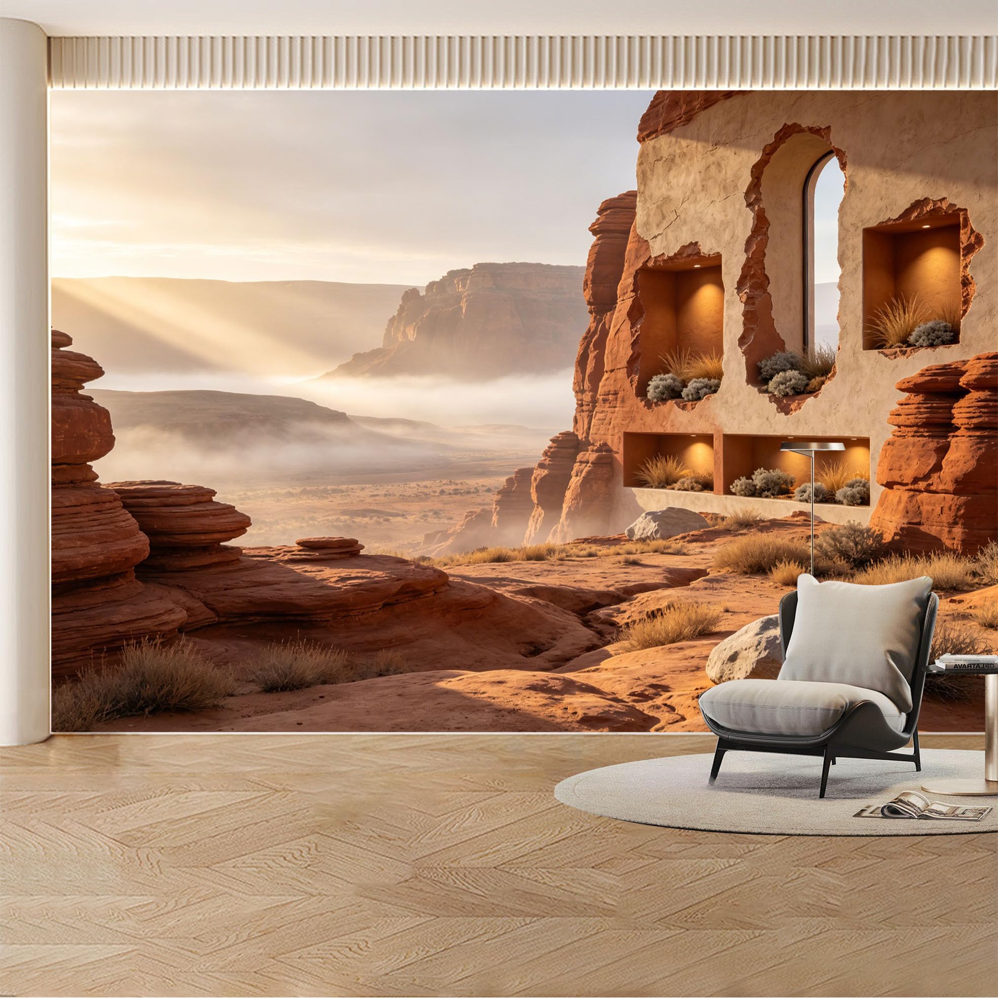 Custom Wall Mural Wallpaper Desert Canyon Landscape Nature Large Wall Art Mural Design Luxury Sunset Removable SelfAdhesive Large Photo for Living Room， Bedroom， Office