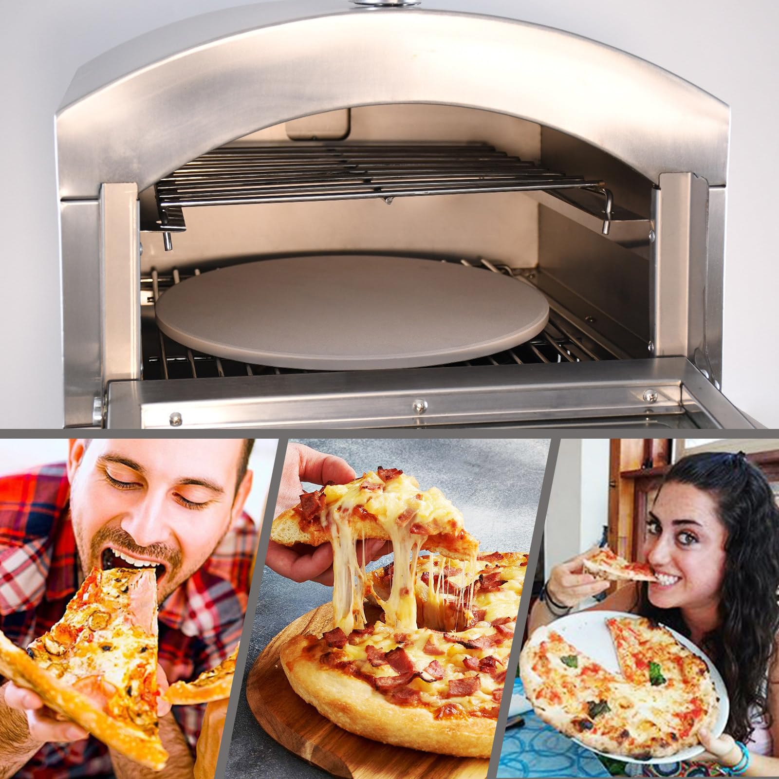 Forno Elettrico per Pizza da 14 Pollici, Forno Tostapane Commerciale A Doppio Cassetto per Pizza, Pizzaiolo in Acciaio Inossidabile con Pietra per Pizza E Guanti Antiscottatura