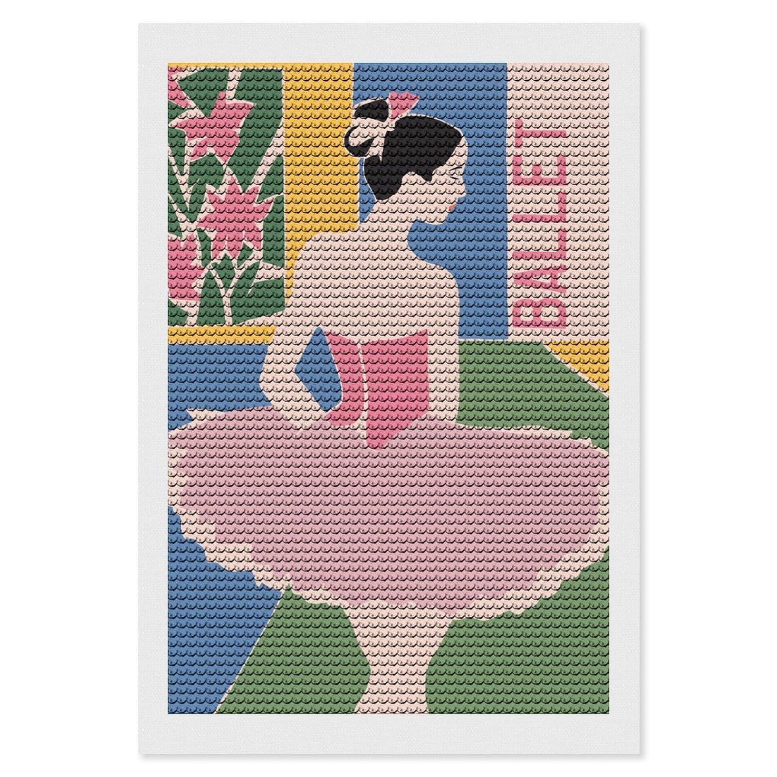 Junmoney Ballet School (2) Diamond Painting Set 8"x12", Stress Relief Craft, Easy to Enjoy, Vintage Style Decor, Festive Craft Gift