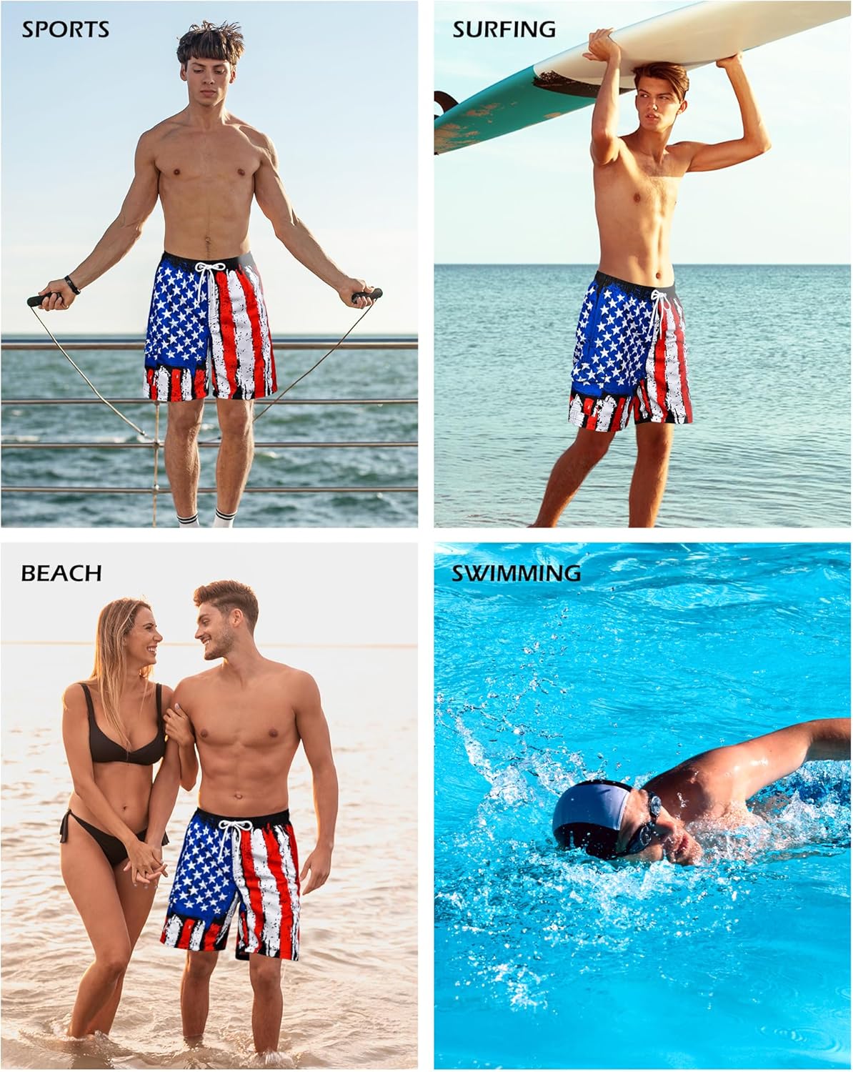 OlyPegic Mens Swim Trunks Bathing Suit Mens Swimsuit Swimwear Beach Shorts Quick Dry 9 Inch Mesh Lining with Zipper Pock - Image 6