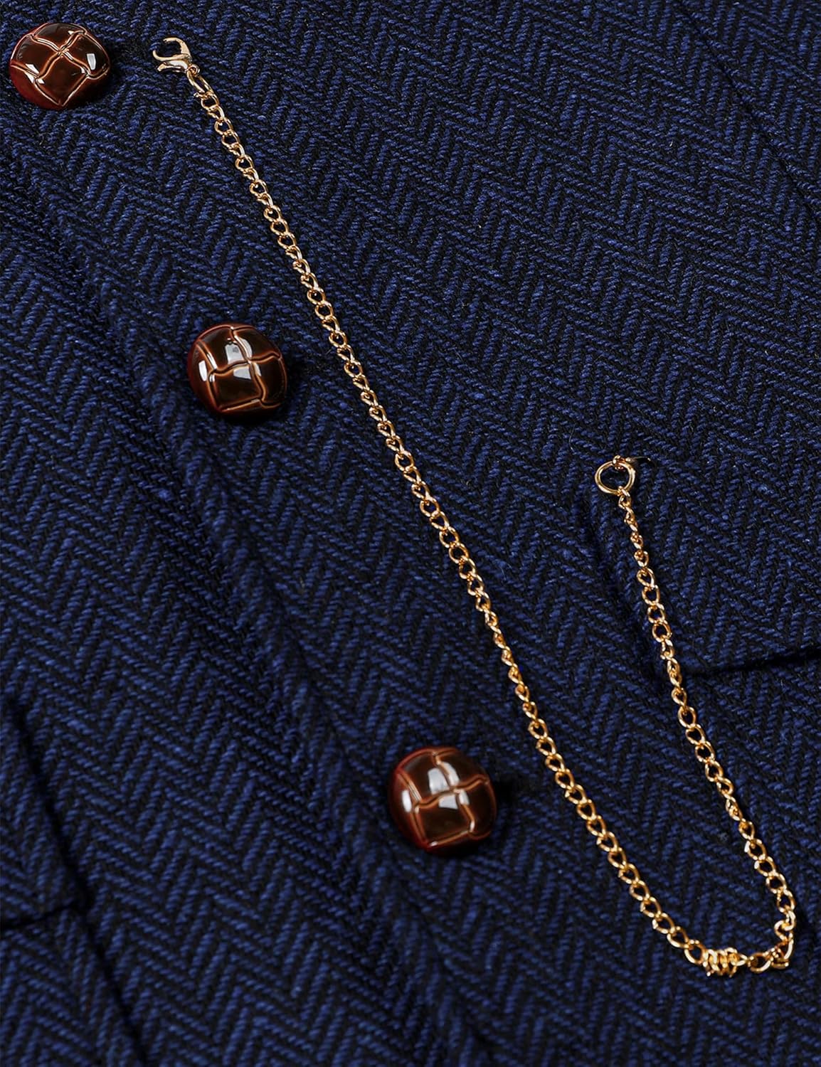 LucMatton Men Western Suit Vest Casual Slim fit Tweed Herringbone Cowboy Waistcoat With Pocket - Image 4