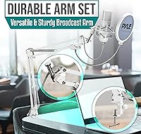 Vista 3 de Pyle Kit de transmisión de micrófono de escritorio con micrófono de estudio USB, soporte de brazo de condensador cardioide, filtro pop