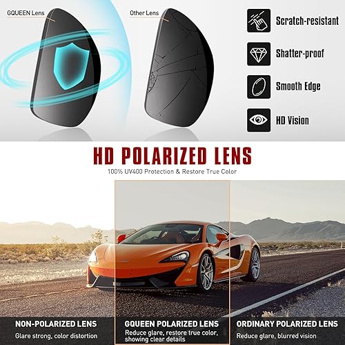 Miniatura 5 de GQUEEN - Lentes de sol polarizados para hombres y mujeres, marco flexible TR90, para conducir, pesca, ciclismo, senderismo, golf, deportes,