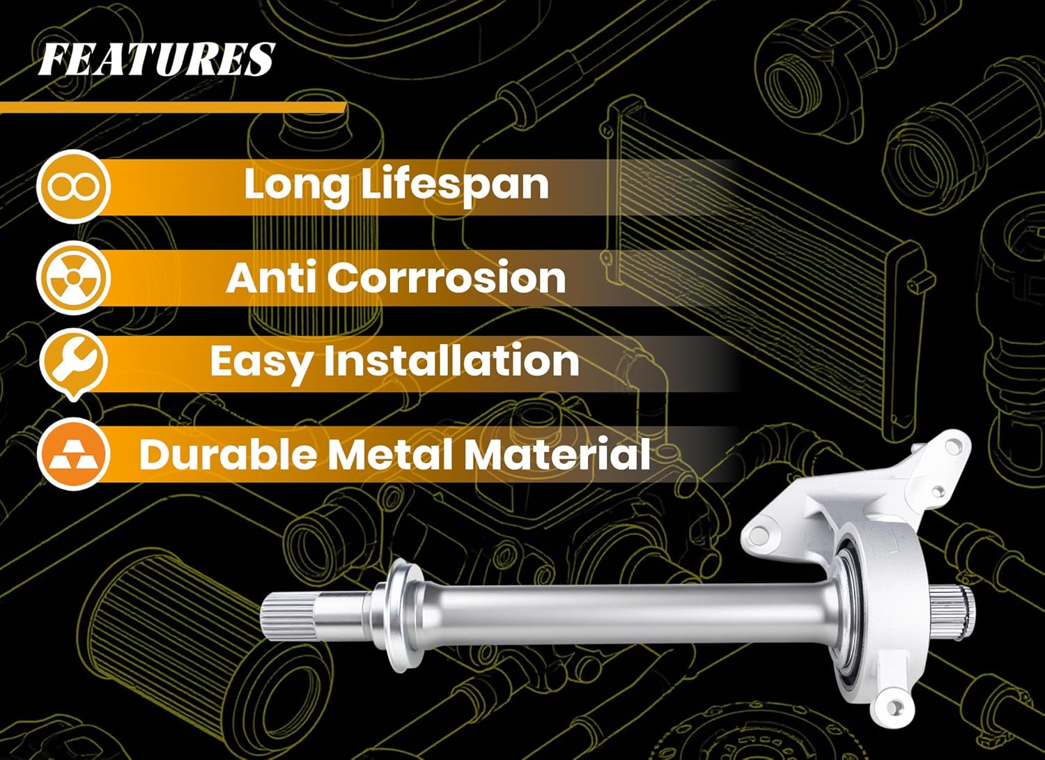 44500-TF0-Y00 CV Intermediate Shaft Compatible with Honda Fit Base Fit Sport Fit EV 2009 2010 2011 2012 2013, Replaces 44500TF0Y00 Axle Half Shaft Assembly