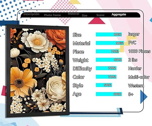Miniatura 6 de Rompecabezas de flores para adultos de 1000 piezas, encajan perfectamente, sin polvo, rompecabezas brillantes y florales de 1000 piezas, actividad