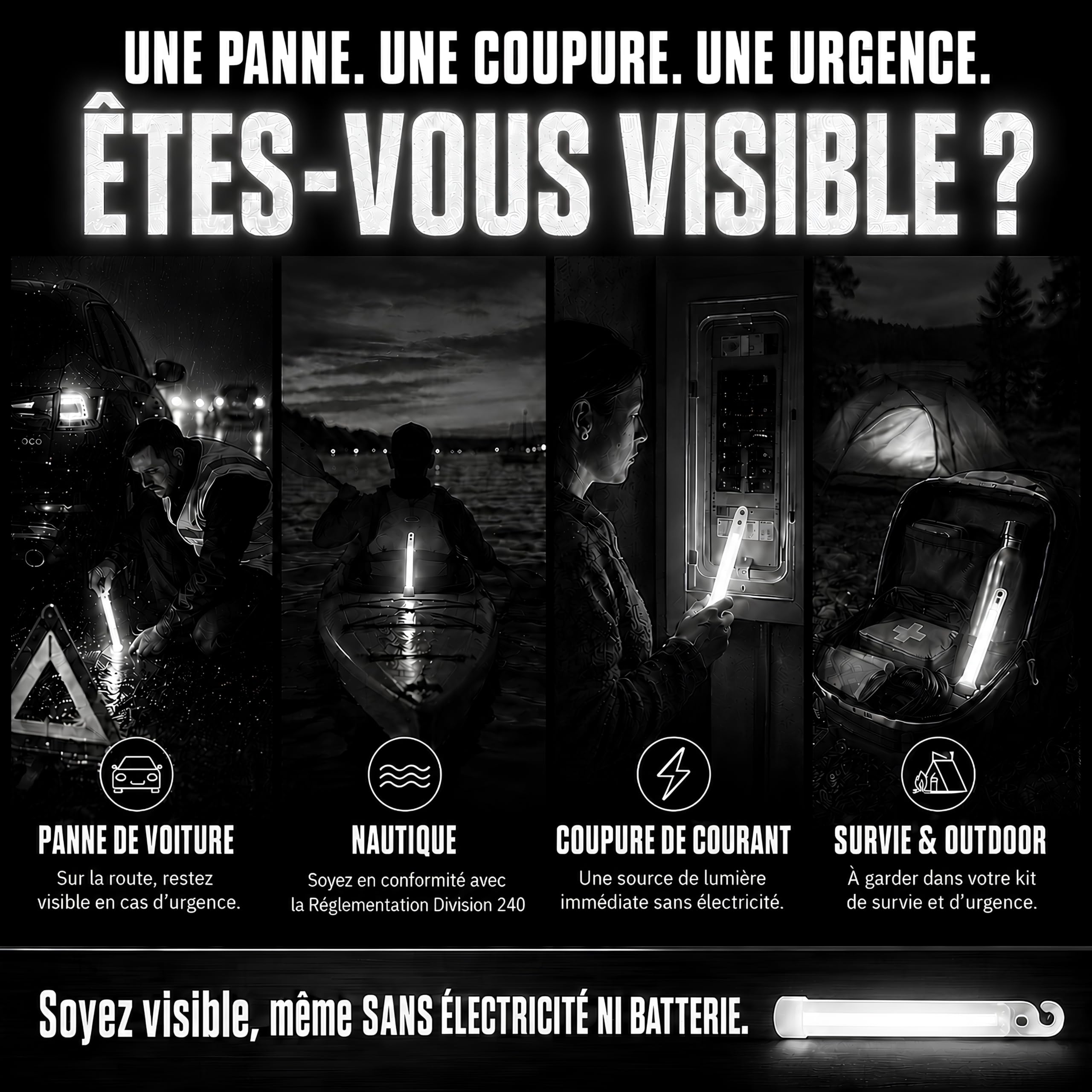 Cyalume Technologies SA8-108098AM Bâton Lumineux, Fluorescent, Durée 8 heures, 15 cm, Blanc (Boîte de 10) | Qualité Militaire, Reach, Made in France, Survie Outdoor Nautique, Ni pile ni batterie, Sans toxiques, Eclairage Urgence