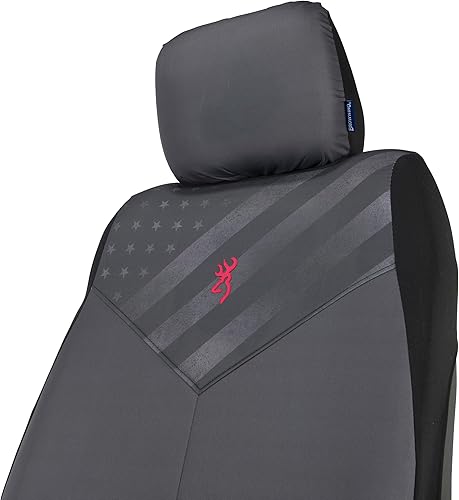Miniatura 10 de Browning - Fundas universales para asiento delantero y banco, resistentes al agua, para automóvil, camión o SUV, diseño chevrón, gris jaspeadonegro