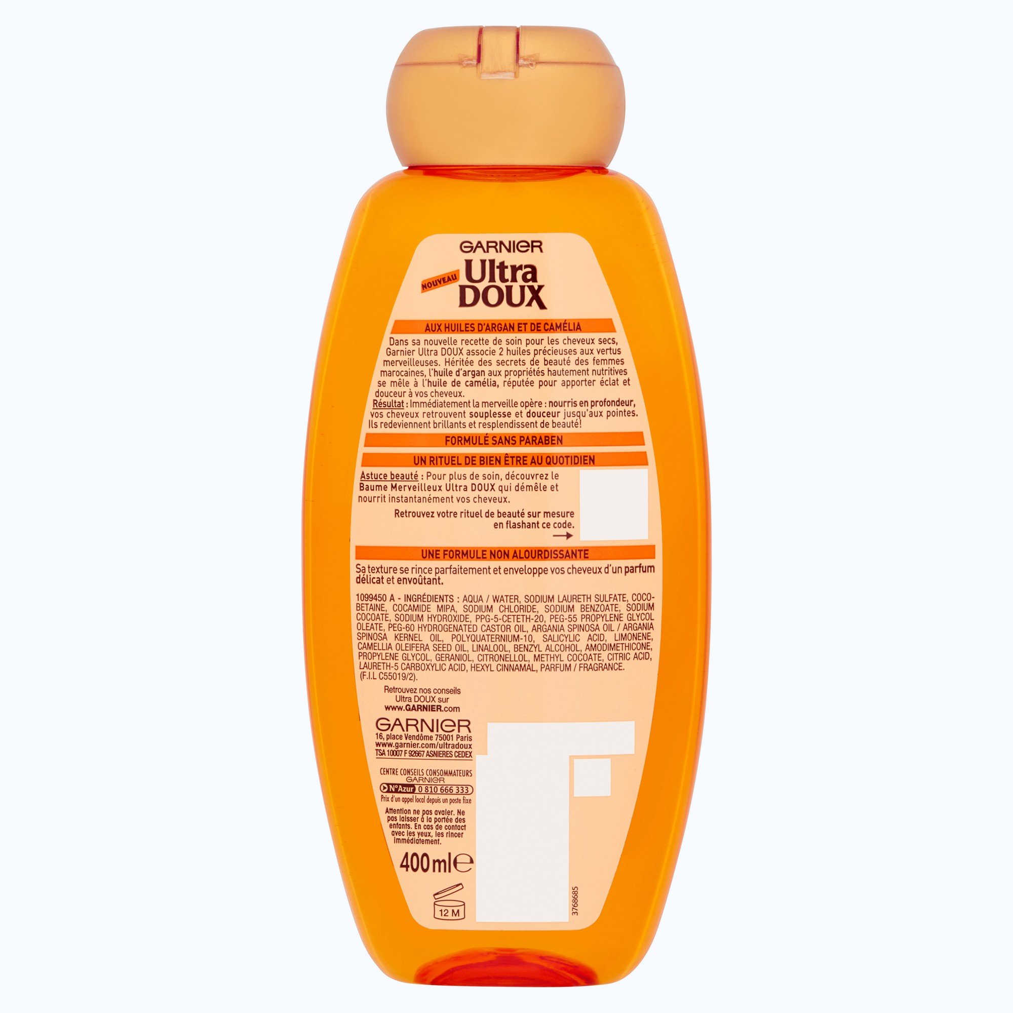 Garnier Ultra Mild Argan and Camellia Oil Shampoo for Dry Hair 400 ml, 400 ml (Pack of 1) - Image 2