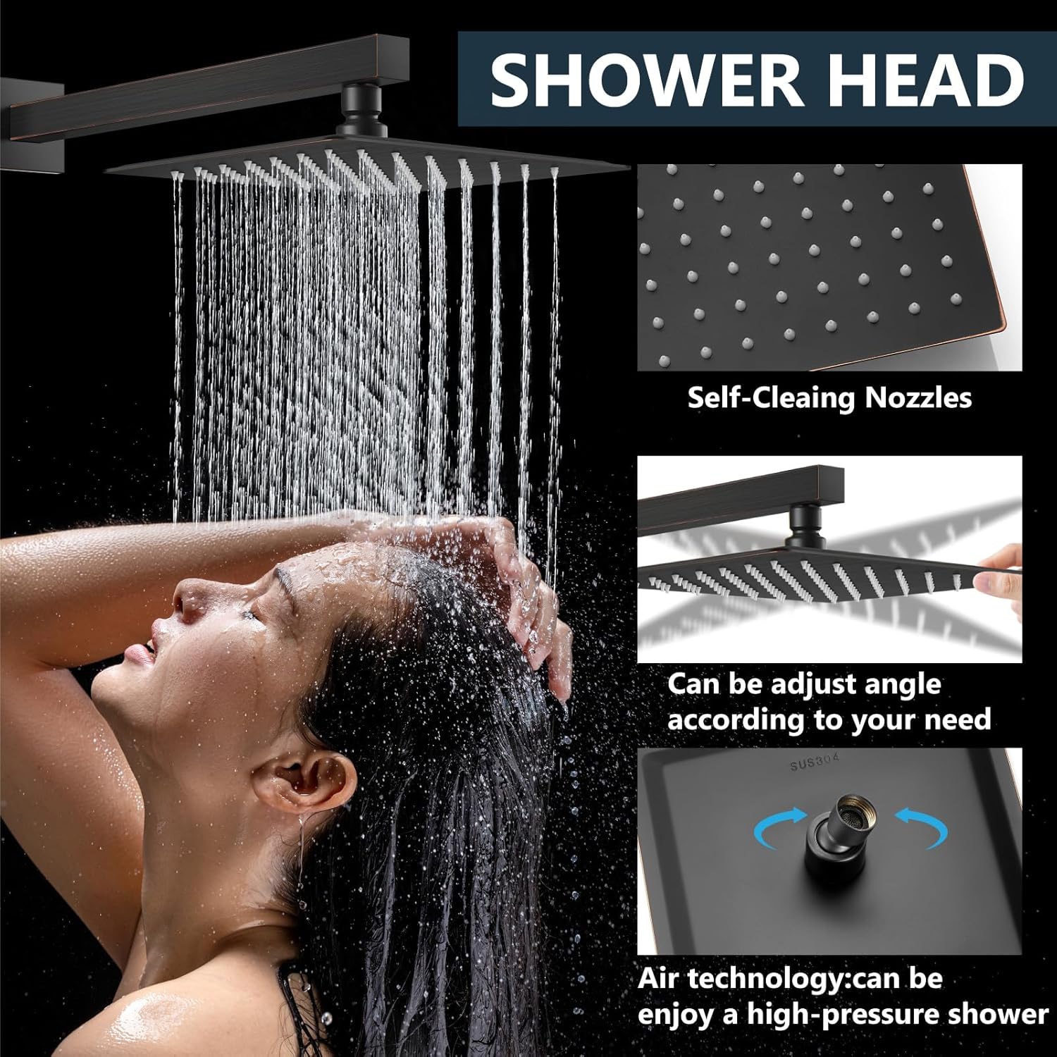 Aolemi Shower Faucet Set Rain Shower System with Handheld Spray Bathroom Shower Combo Rough-in Valve and Shower Trim Kit Included Oil Rubbed Bronze 8 Inch Wall Mount Shower Head