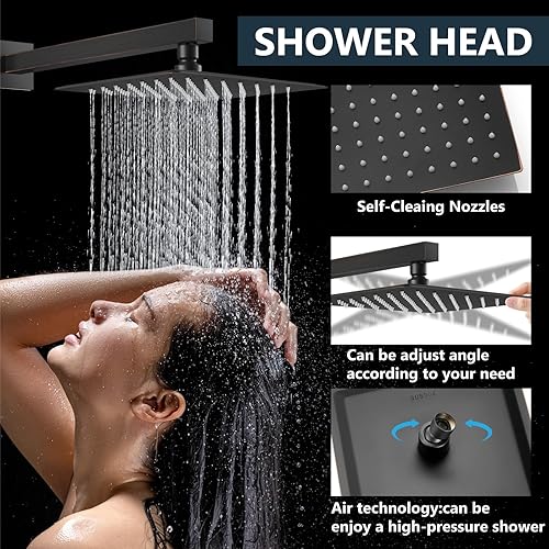 Miniatura 85 de Aolemi Sistema de ducha tipo lluvia de 12 pulgadas, cabezal de ducha cepillado Nikcel Combo Set con ducha de mano válvula de montaje en pared grifo